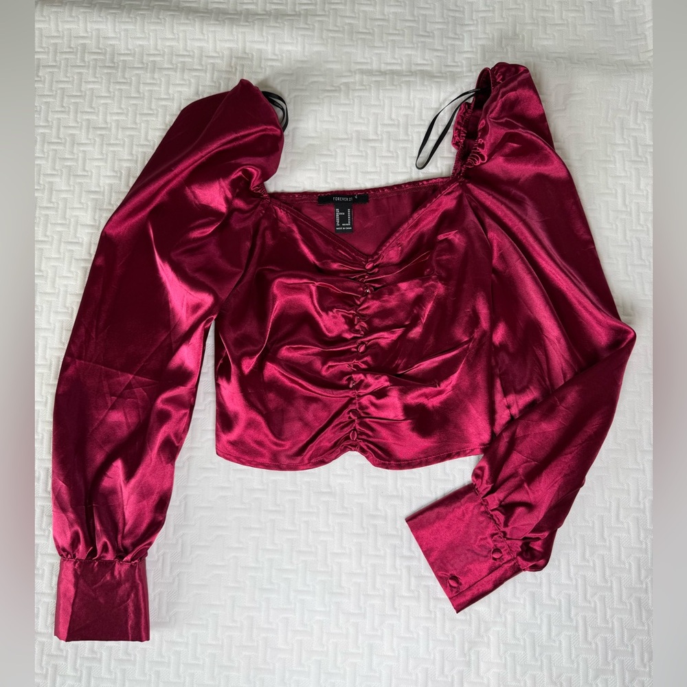 Forever 21 Red Ruched Crop Top